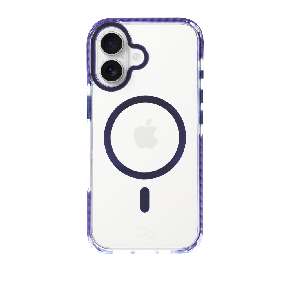 Estuche iCon clear/purple con magsafe para iPhone 16