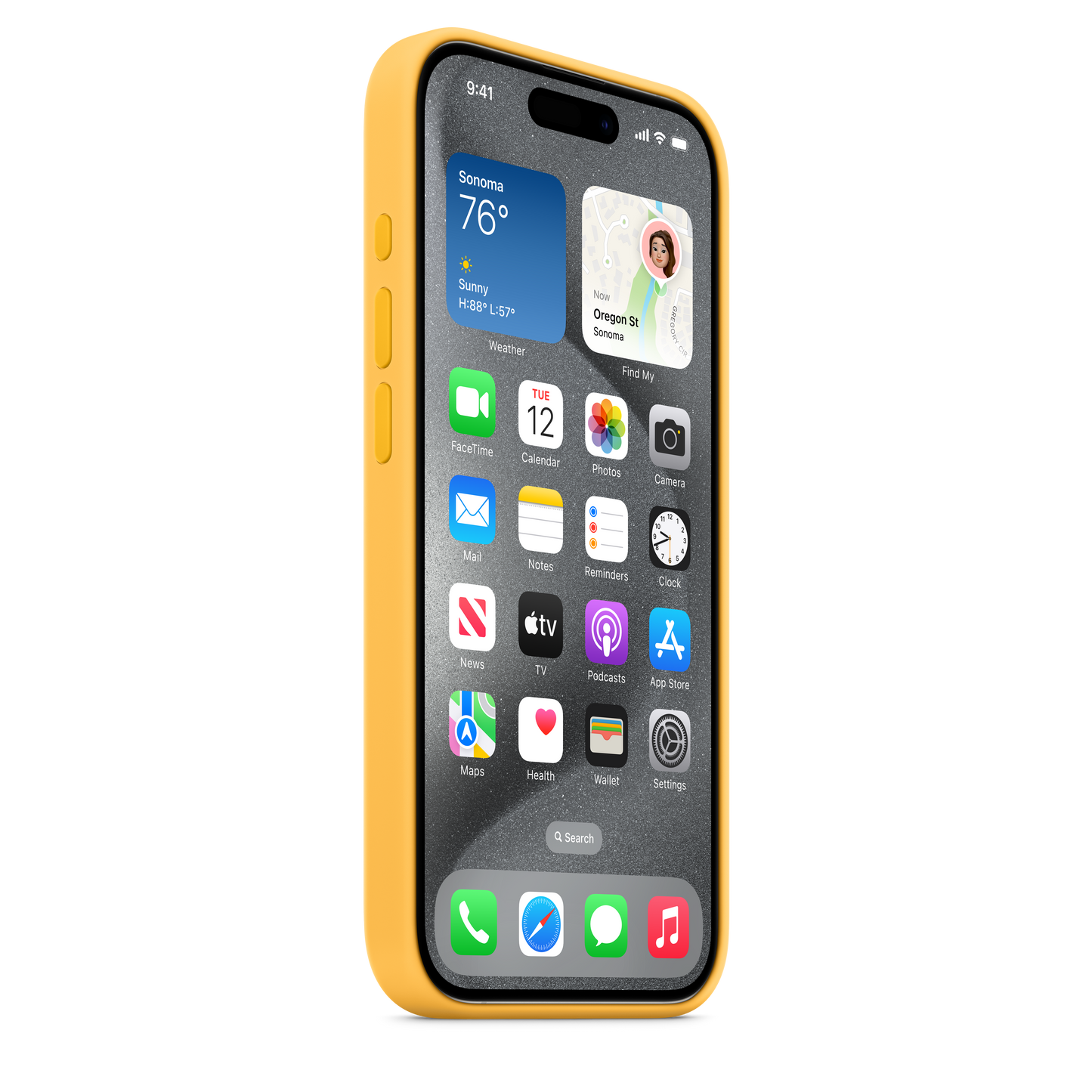 Carcasa de silicona con MagSafe para el iPhone 15 Pro - Amarillo solar