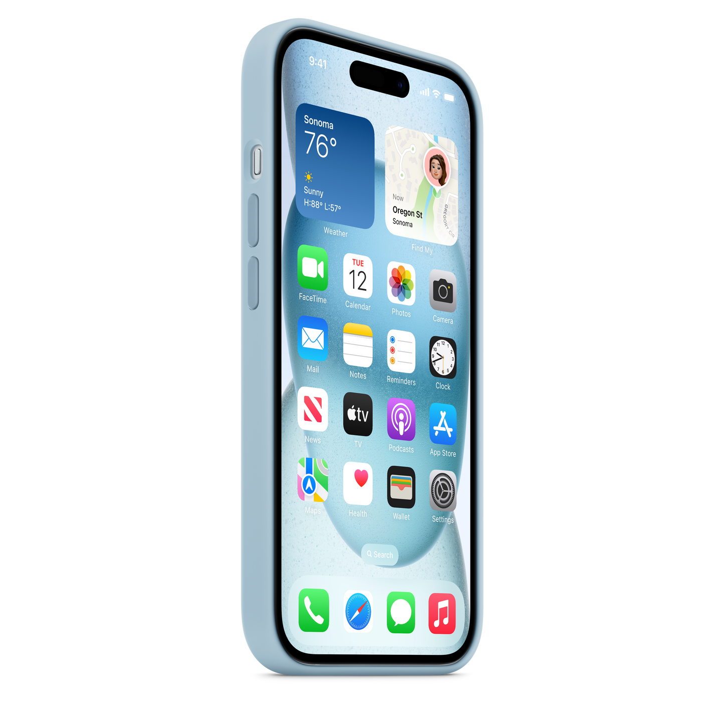 Carcasa de silicona con MagSafe para el iPhone 15 - Azul claro