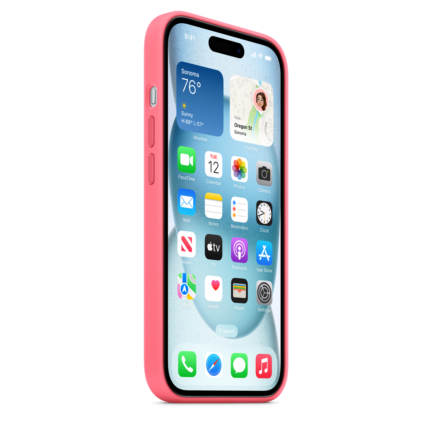 Carcasa de silicona con MagSafe para el iPhone 15 - Rosado