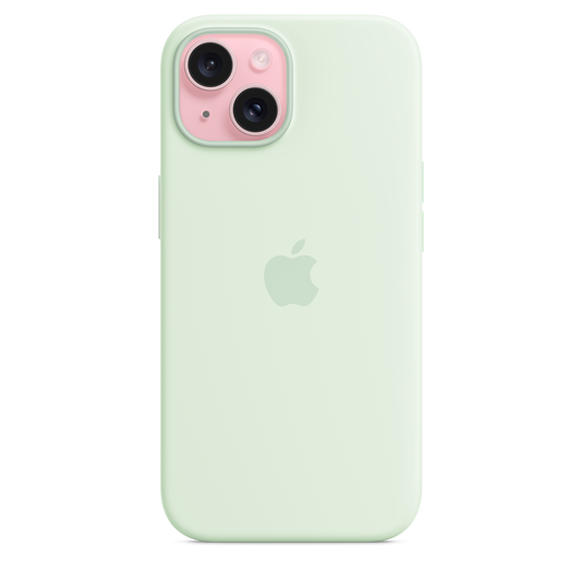 Carcasa de silicona con MagSafe para el iPhone 15 - Color menta claro