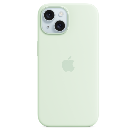 Carcasa de silicona con MagSafe para el iPhone 15 - Color menta claro