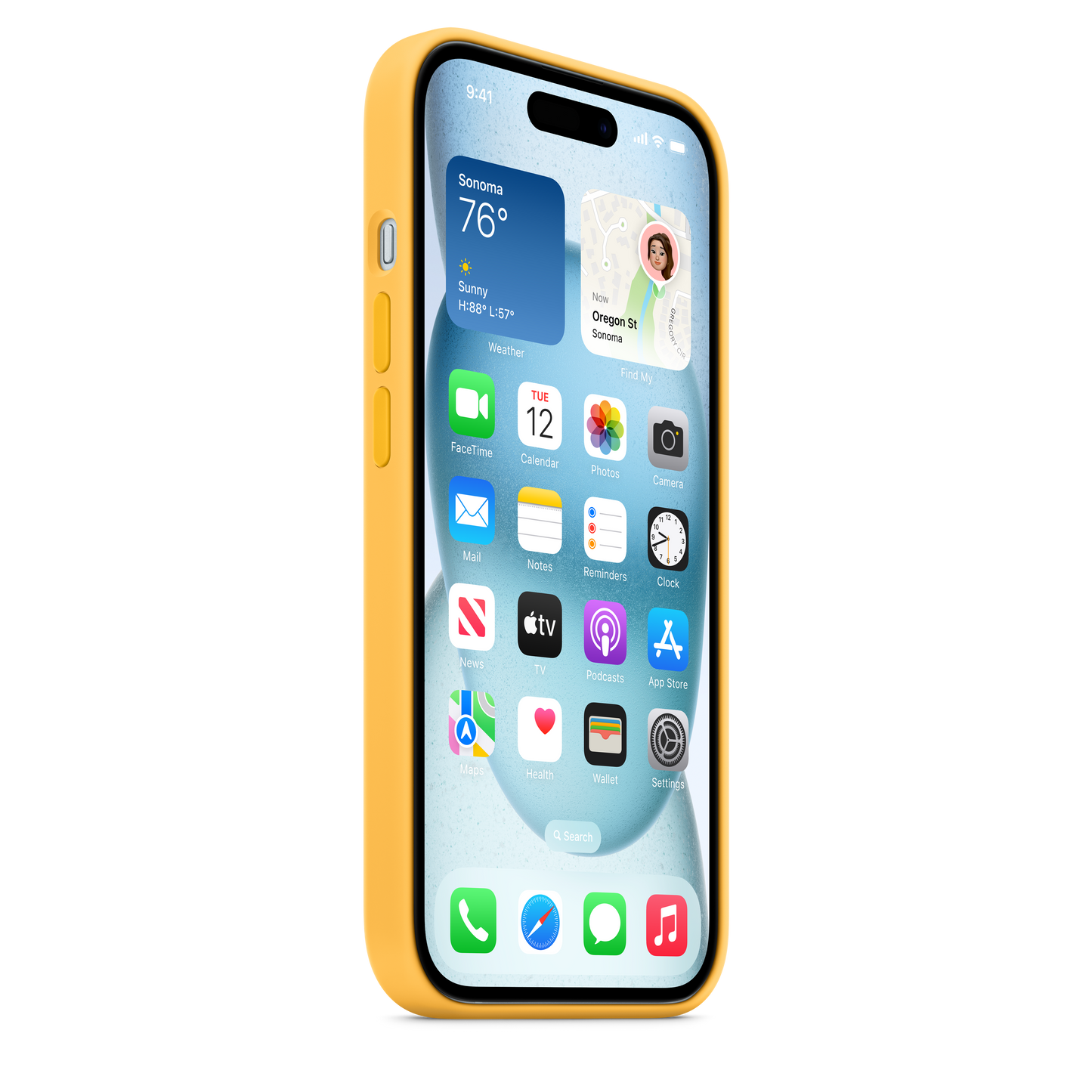Carcasa de silicona con MagSafe para el iPhone 15 - Amarillo solar