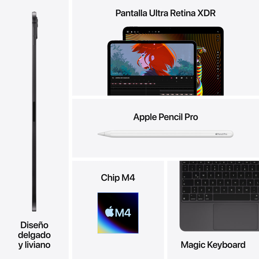 iPad Pro de 13 pulgadas Wi-Fi + Cellular 2 TB Vidrio nanotexturizado - Negro espacial (M4)