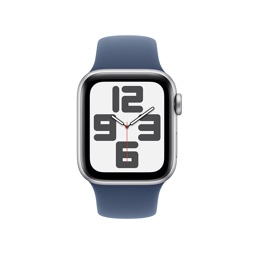 Apple Watch SE GPS • Caja de aluminio color plata de 40 mm • Correa deportiva azul denim - S/M