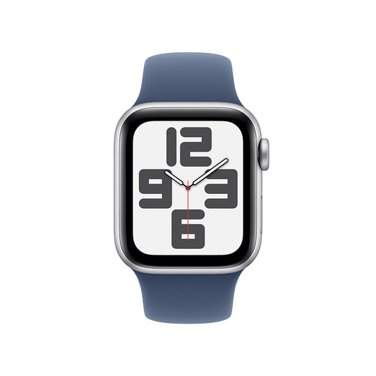Apple Watch SE GPS • Caja de aluminio color plata de 40 mm • Correa deportiva azul denim - S/M