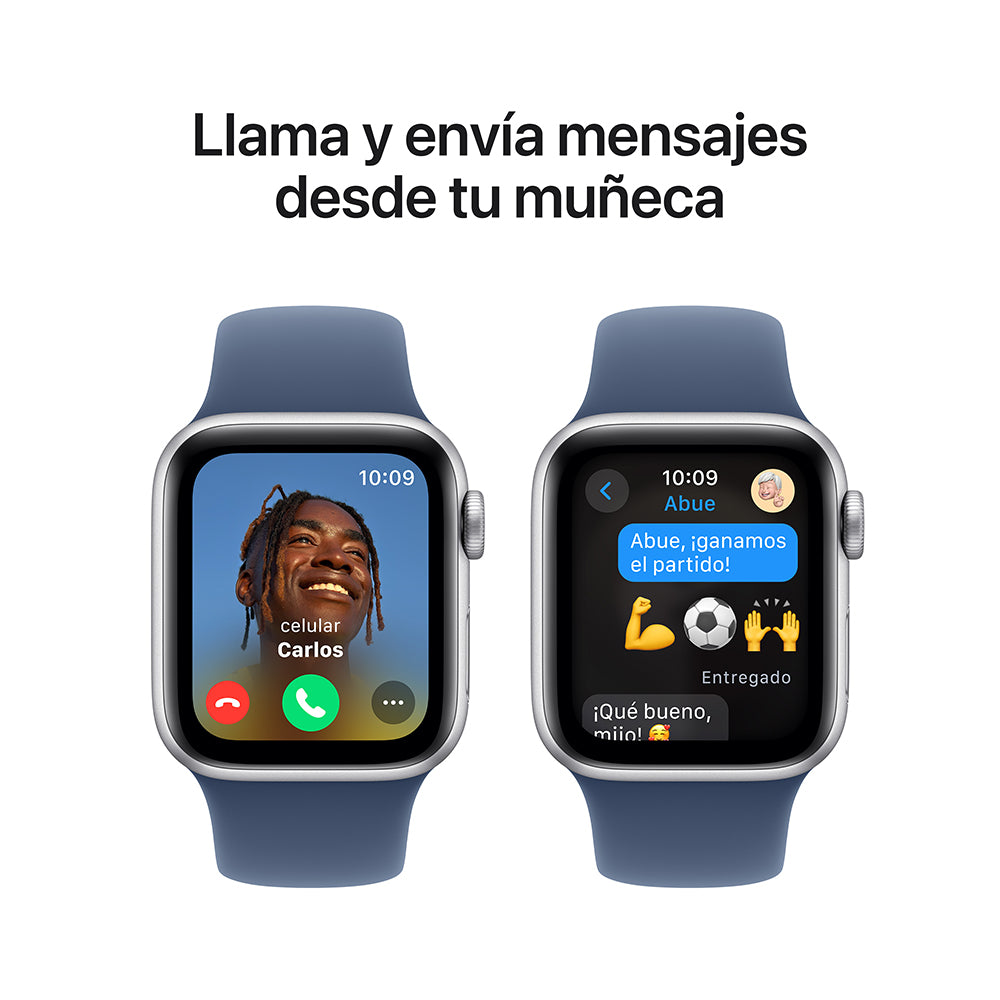 Apple Watch SE GPS • Caja de aluminio color plata de 40 mm • Correa deportiva azul denim - S/M