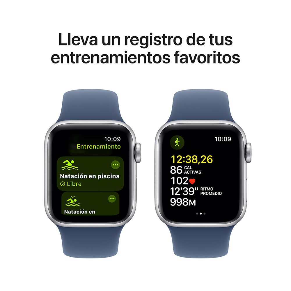 Apple Watch SE GPS • Caja de aluminio color plata de 40 mm • Correa deportiva azul denim - S/M