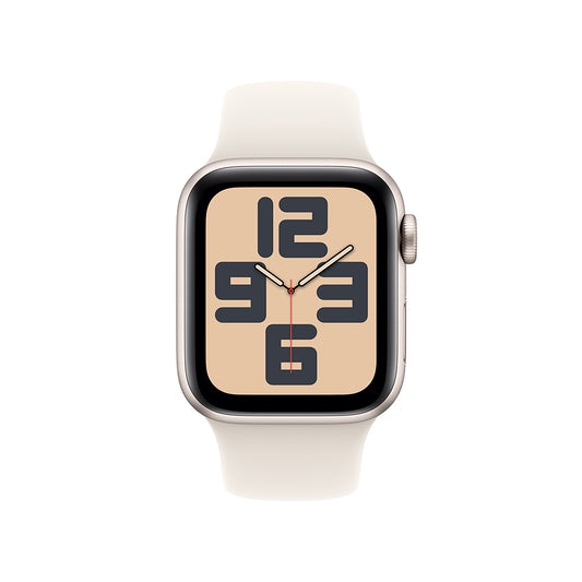 Apple Watch SE GPS • Caja de aluminio blanco estelar de 40 mm • Correa deportiva blanco estelar - S/M