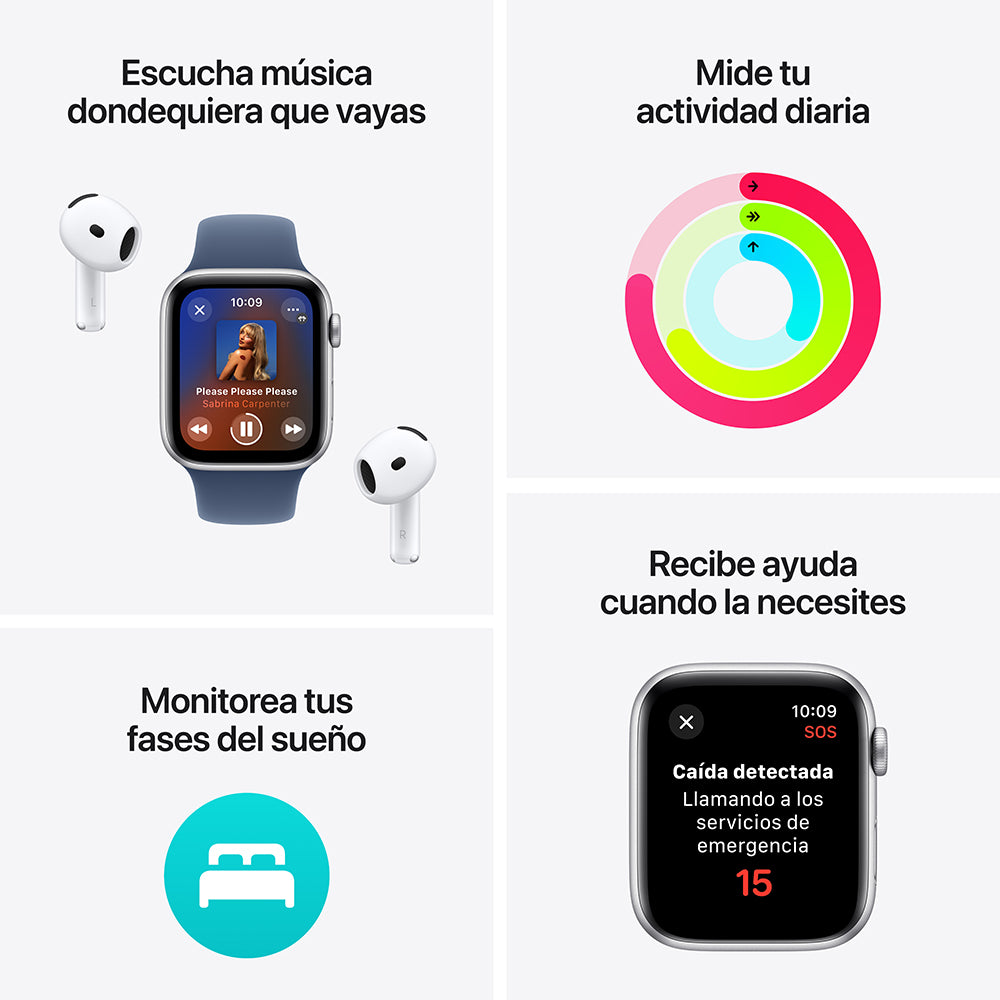 Apple Watch SE GPS • Caja de aluminio color medianoche de 44 mm • Correa deportiva color medianoche - M/L
