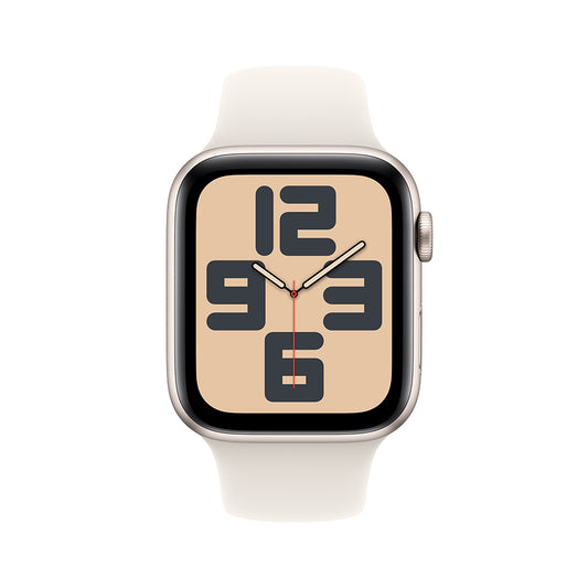 Apple Watch SE GPS • Caja de aluminio blanco estelar de 44 mm • Correa deportiva blanco estelar - M/L