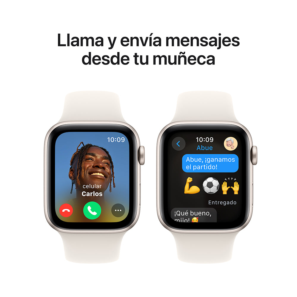 Apple Watch SE GPS • Caja de aluminio blanco estelar de 44 mm • Correa deportiva blanco estelar - S/M