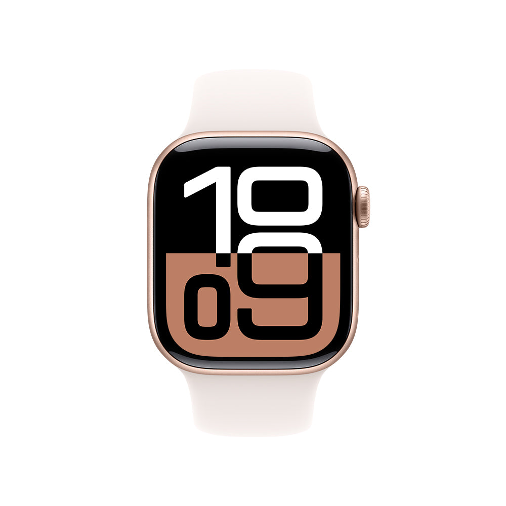 Apple Watch Series 10 GPS • Caja de aluminio color oro rosa de 42 mm • Correa deportiva rosa rubor - S/M