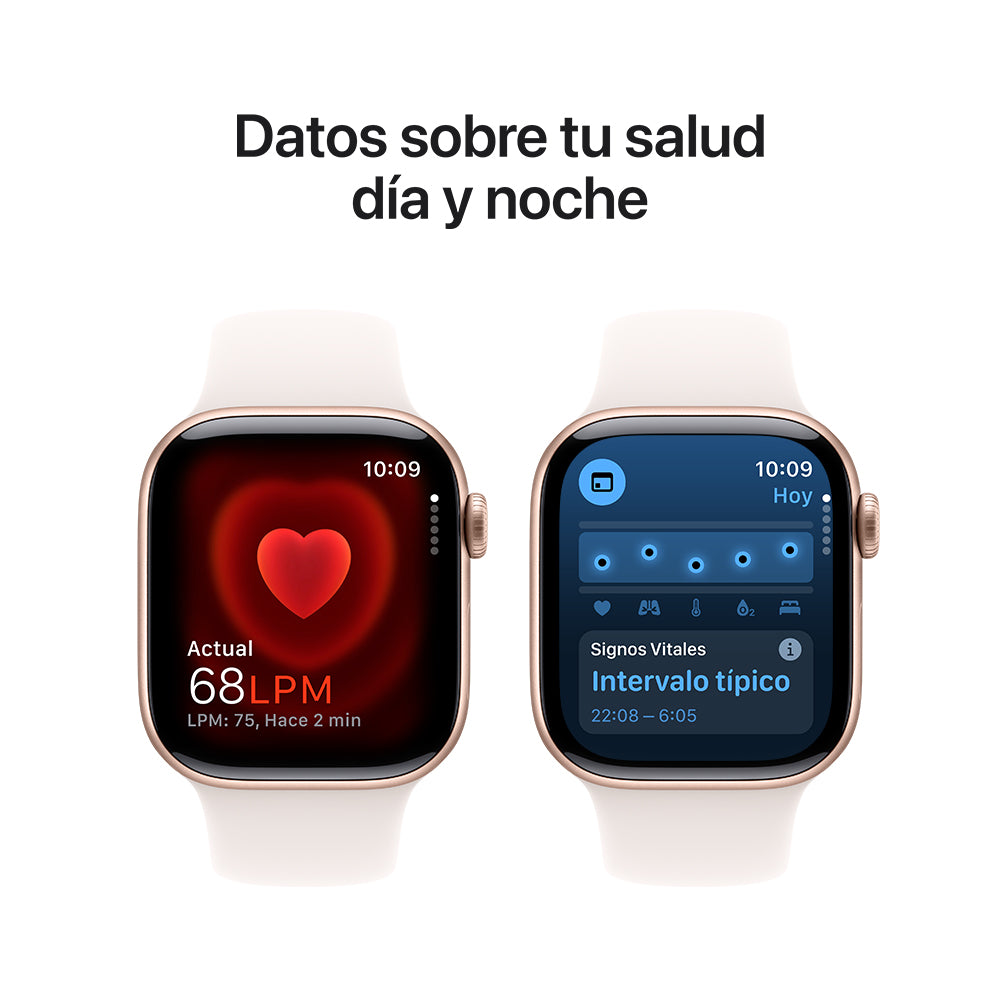 Apple Watch Series 10 GPS • Caja de aluminio color oro rosa de 42 mm • Correa deportiva rosa rubor - S/M