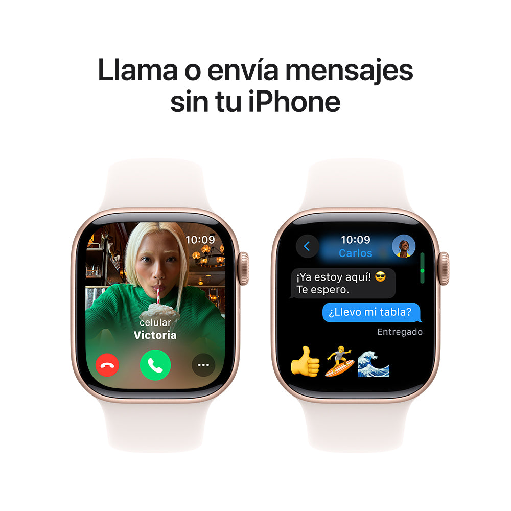 Apple Watch Series 10 GPS • Caja de aluminio color oro rosa de 42 mm • Correa deportiva rosa rubor - S/M