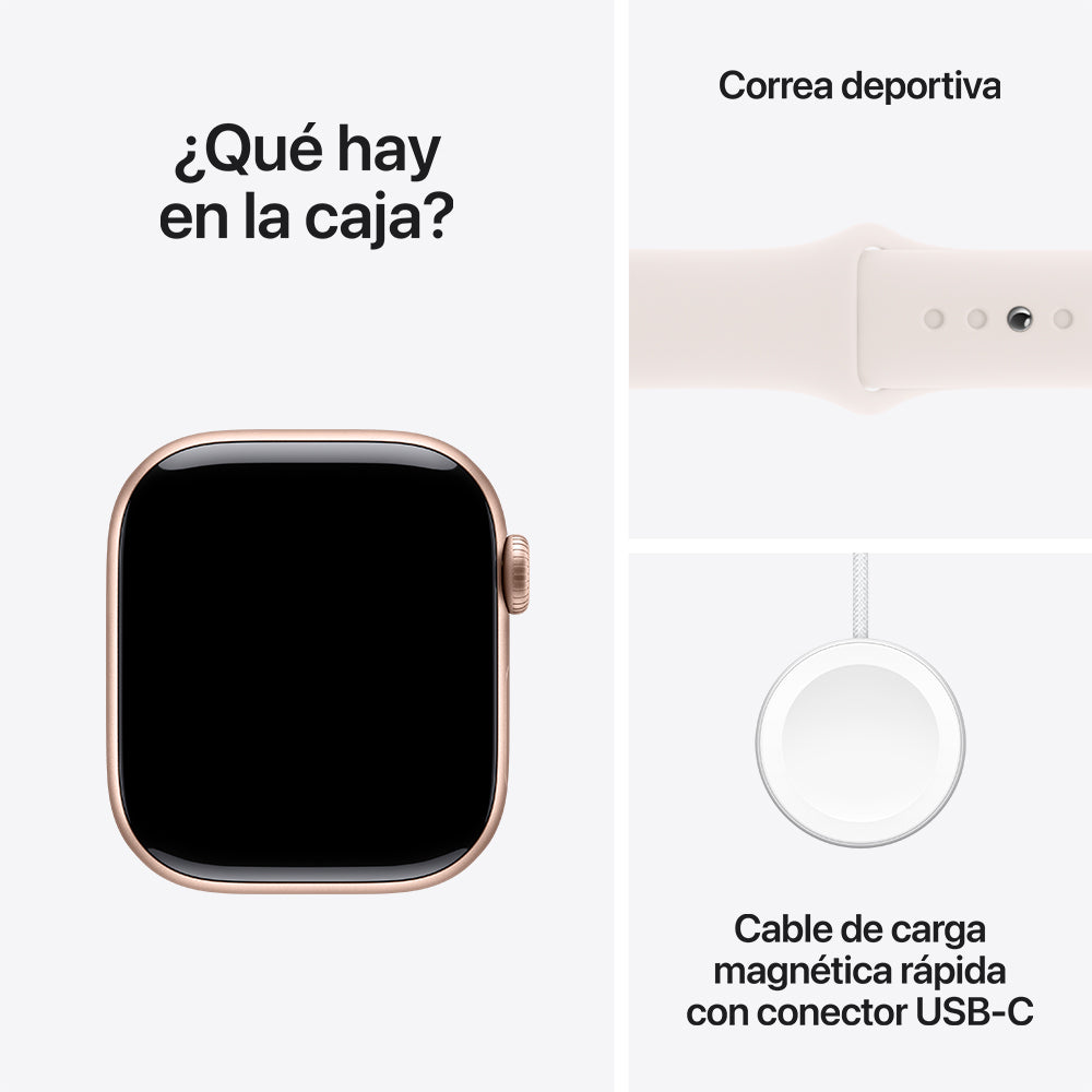 Apple Watch Series 10 GPS • Caja de aluminio color oro rosa de 42 mm • Correa deportiva rosa rubor - S/M