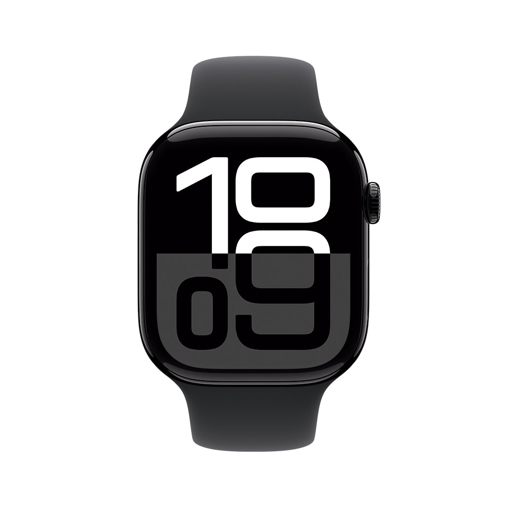 Apple Watch Series 10 GPS • Caja de aluminio negro azabache de 46 mm • Correa deportiva negra - M/L