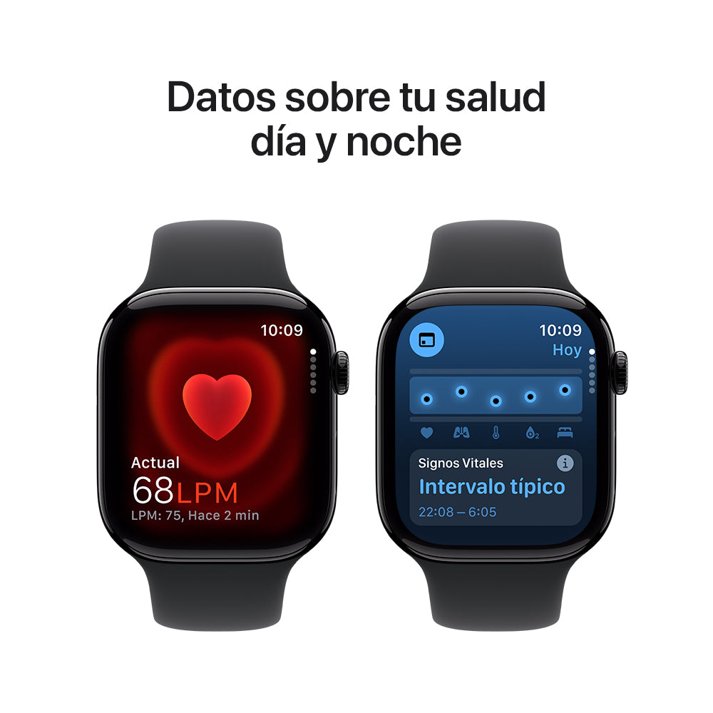 Apple Watch Series 10 GPS • Caja de aluminio negro azabache de 46 mm • Correa deportiva negra - M/L