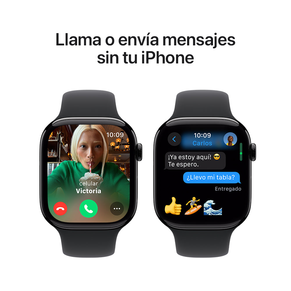 Apple Watch Series 10 GPS • Caja de aluminio negro azabache de 46 mm • Correa deportiva negra - M/L