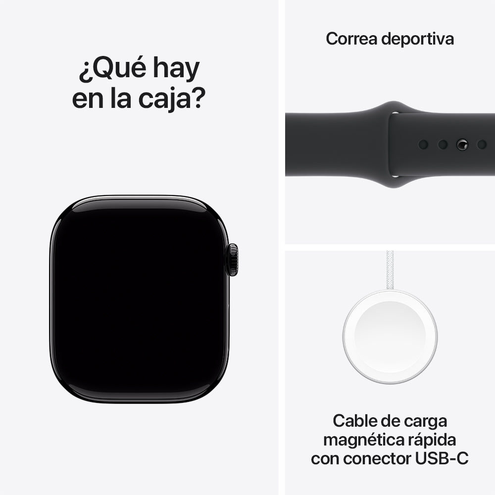 Apple Watch Series 10 GPS • Caja de aluminio negro azabache de 46 mm • Correa deportiva negra - M/L