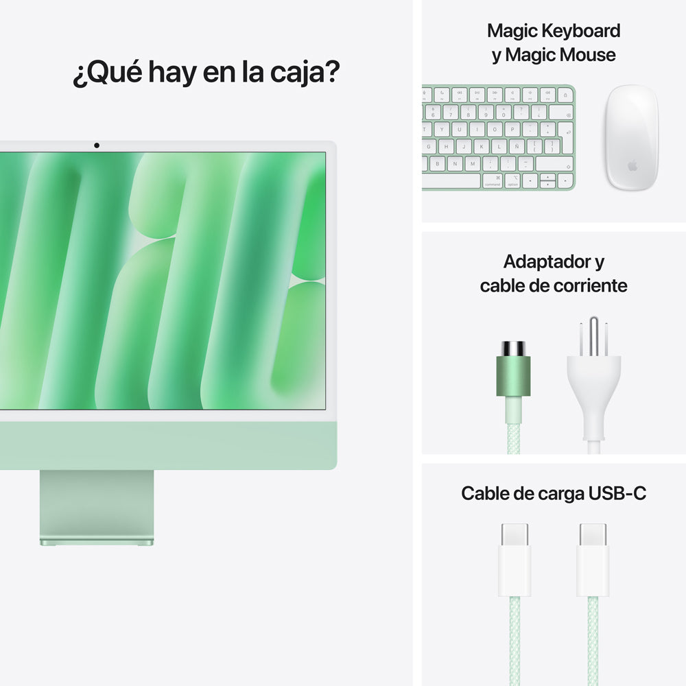 iMac con pantalla Retina 4,5K de 24 pulgadas: Chip M4 de Apple con CPU de 8 núcleos y GPU de 8 núcleos, 256 GB SSD - Verde