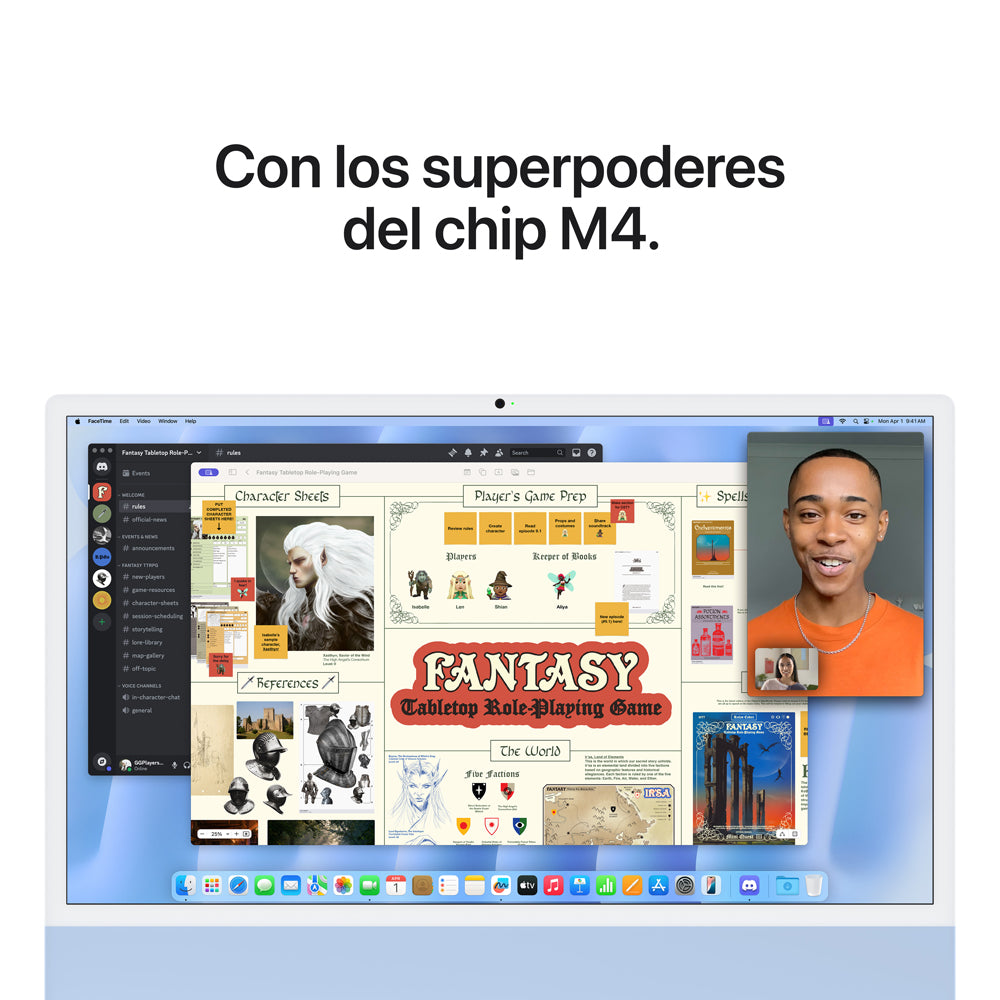 iMac con pantalla Retina 4,5K de 24 pulgadas: Chip M4 de Apple con CPU de 10 núcleos y GPU de 10 núcleos, 256 GB SSD - Azul