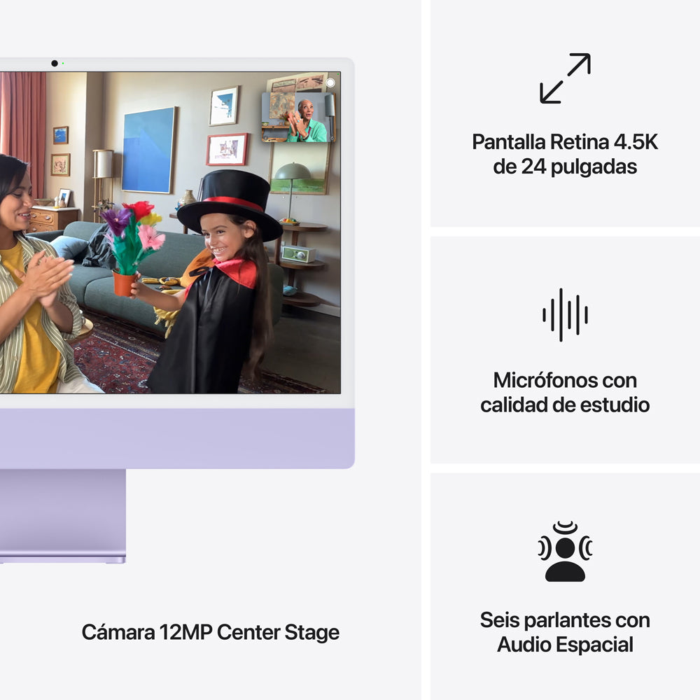 iMac con pantalla Retina 4,5K de 24 pulgadas: Chip M4 de Apple con CPU de 10 núcleos y GPU de 10 núcleos, 512 GB SSD - Morado