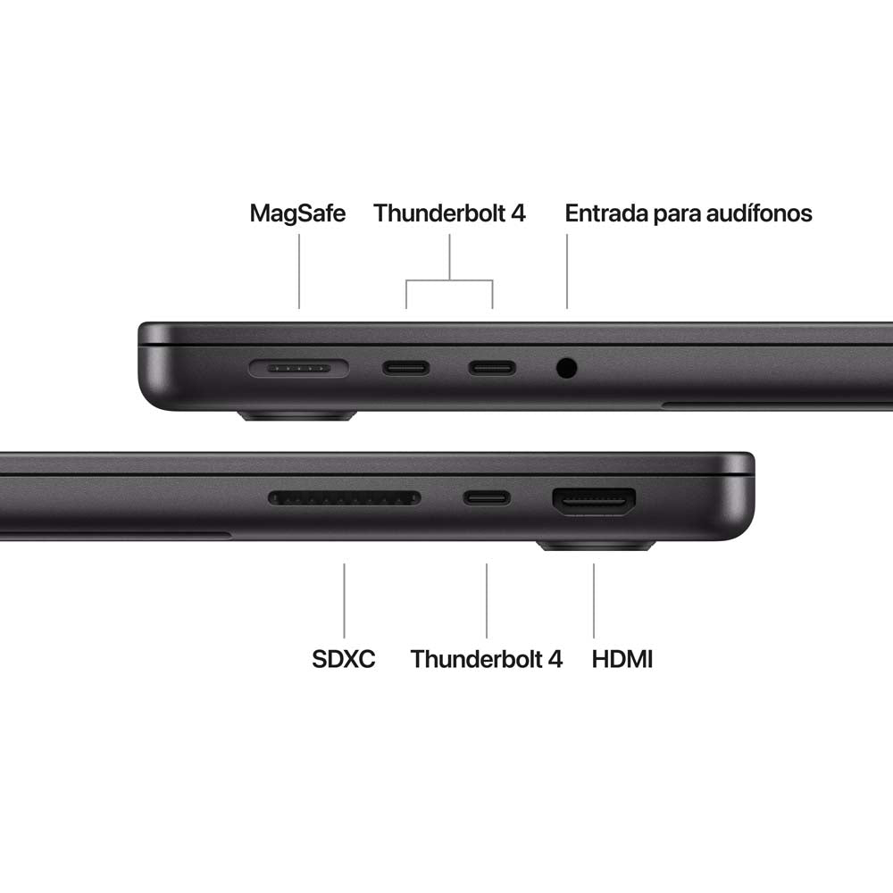 MacBook Pro de 14 pulgadas: Chip M4 de Apple con CPU de 10 núcleos y GPU de 10 núcleos, 512 GB SSD - Negro espacial