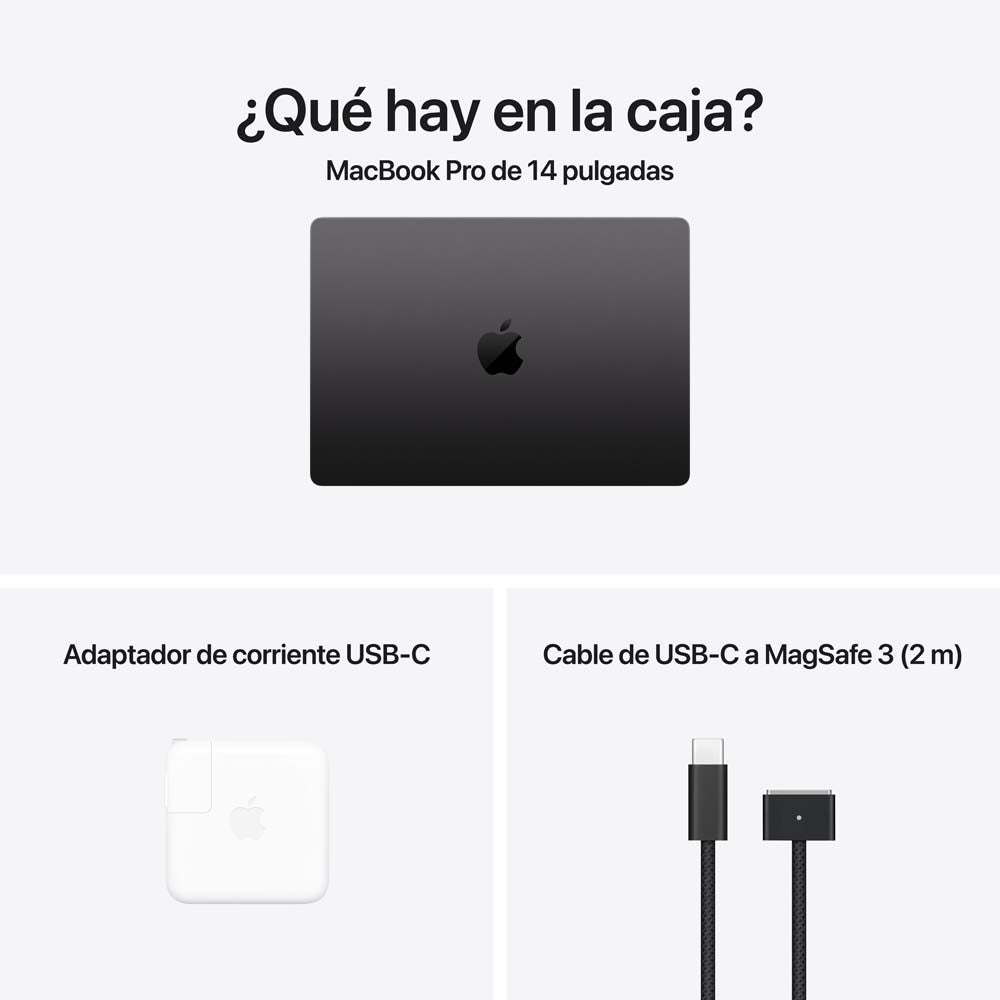 MacBook Pro de 14 pulgadas: Chip M4 de Apple con CPU de 10 núcleos y GPU de 10 núcleos, 512 GB SSD - Negro espacial