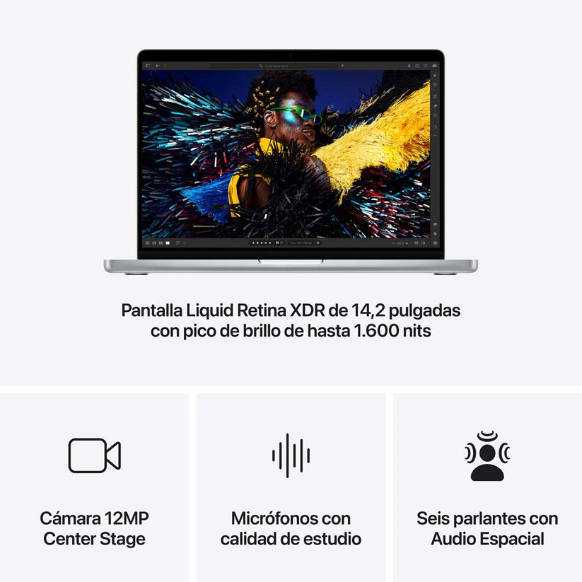MacBook Pro de 14 pulgadas: Chip M4 Pro de Apple con CPU de 12 núcleos y GPU de 16 núcleos, 512 GB SSD - Plata