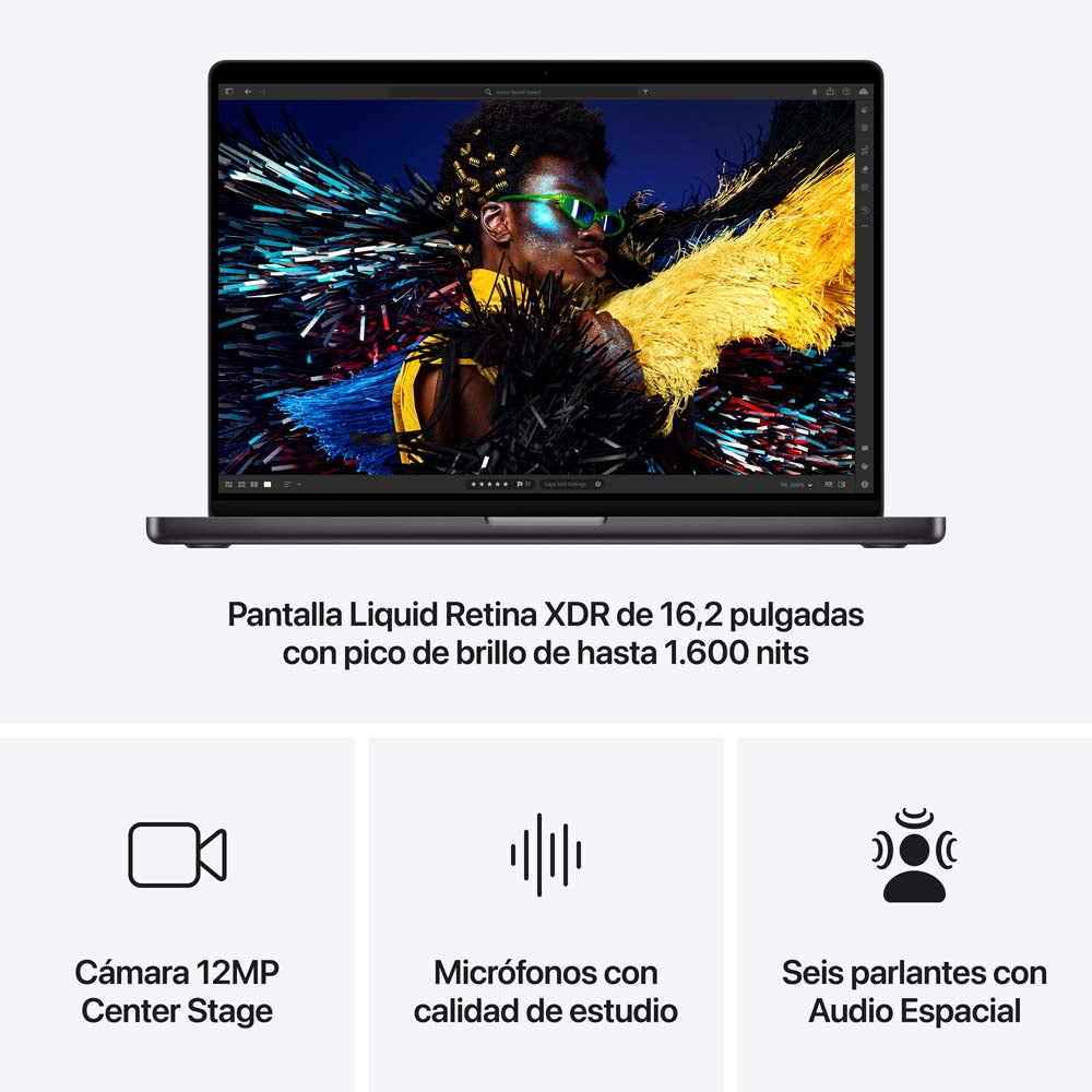 MacBook Pro de 16 pulgadas: Chip M4 Max de Apple con CPU de 14 núcleos y GPU de 32 núcleos, 1 TB SSD - Negro espacial