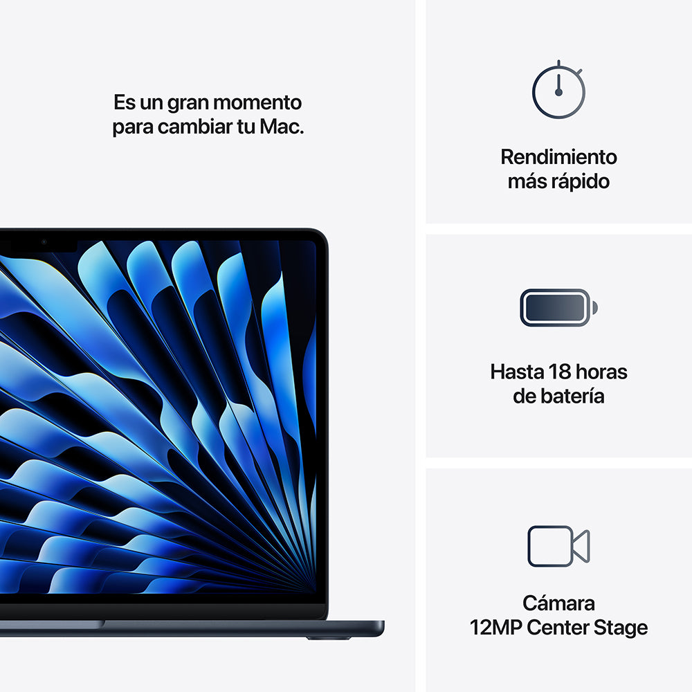 MacBook Air de 13 pulgadas: Chip M4 de Apple con CPU de 10 núcleos y GPU de 8 núcleos, 256 GB SSD - Azul medianoche