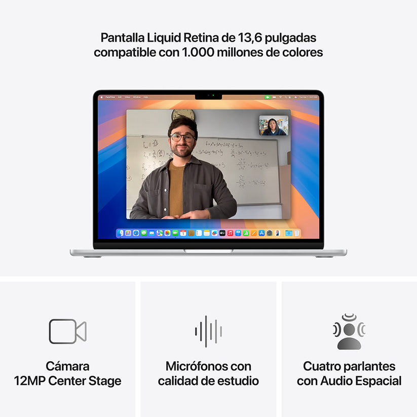 MacBook Air de 13 pulgadas: Chip M4 de Apple con CPU de 10 núcleos y GPU de 10 núcleos, 512 GB SSD - Plata