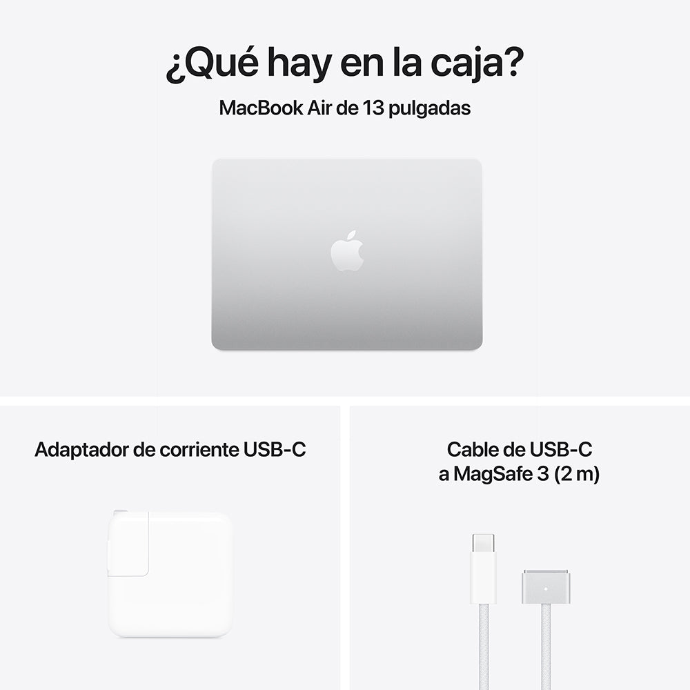 MacBook Air de 13 pulgadas: Chip M4 de Apple con CPU de 10 núcleos y GPU de 8 núcleos, 256 GB SSD - Plata