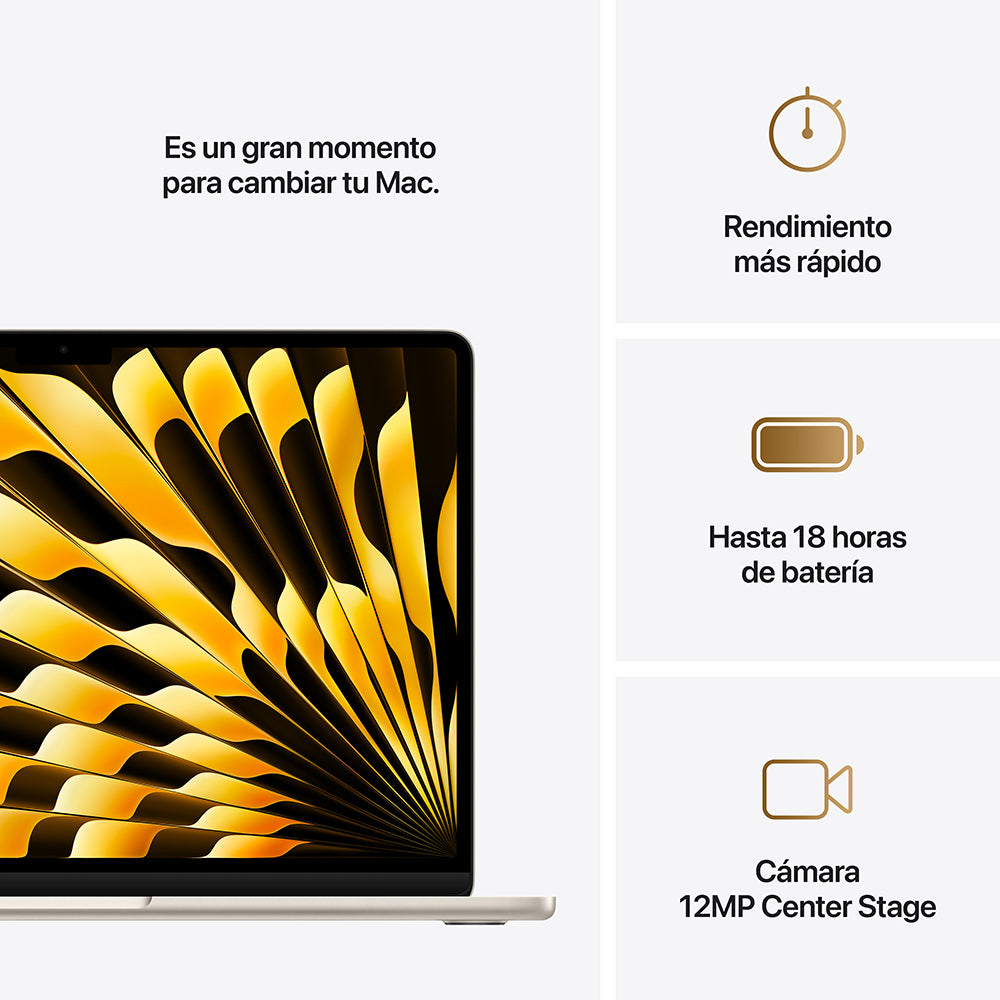 MacBook Air de 13 pulgadas: Chip M4 de Apple con CPU de 10 núcleos y GPU de 10 núcleos, 512 GB SSD - Blanco estrella
