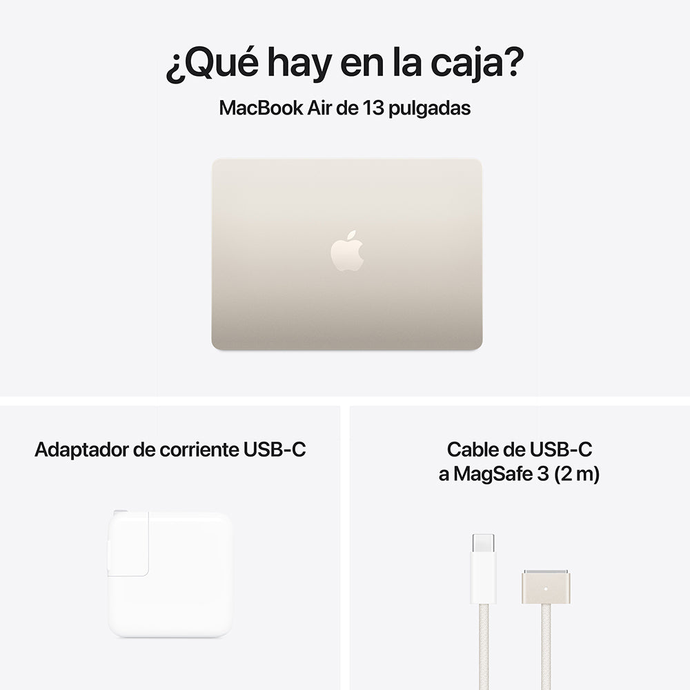 MacBook Air de 13 pulgadas: Chip M4 de Apple con CPU de 10 núcleos y GPU de 10 núcleos, 512 GB SSD - Blanco estrella