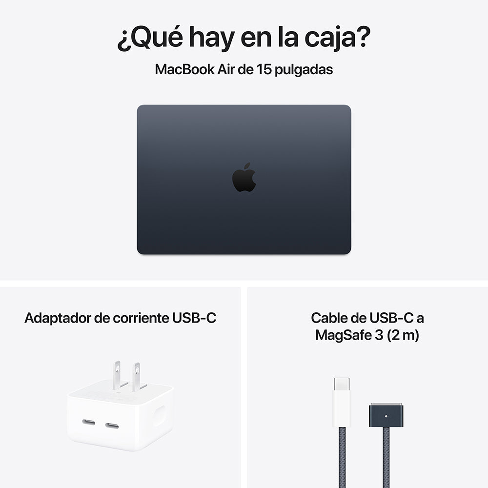 MacBook Air de 15 pulgadas: Chip M4 de Apple con CPU de 10 núcleos y GPU de 10 núcleos, 256 GB SSD - Azul medianoche
