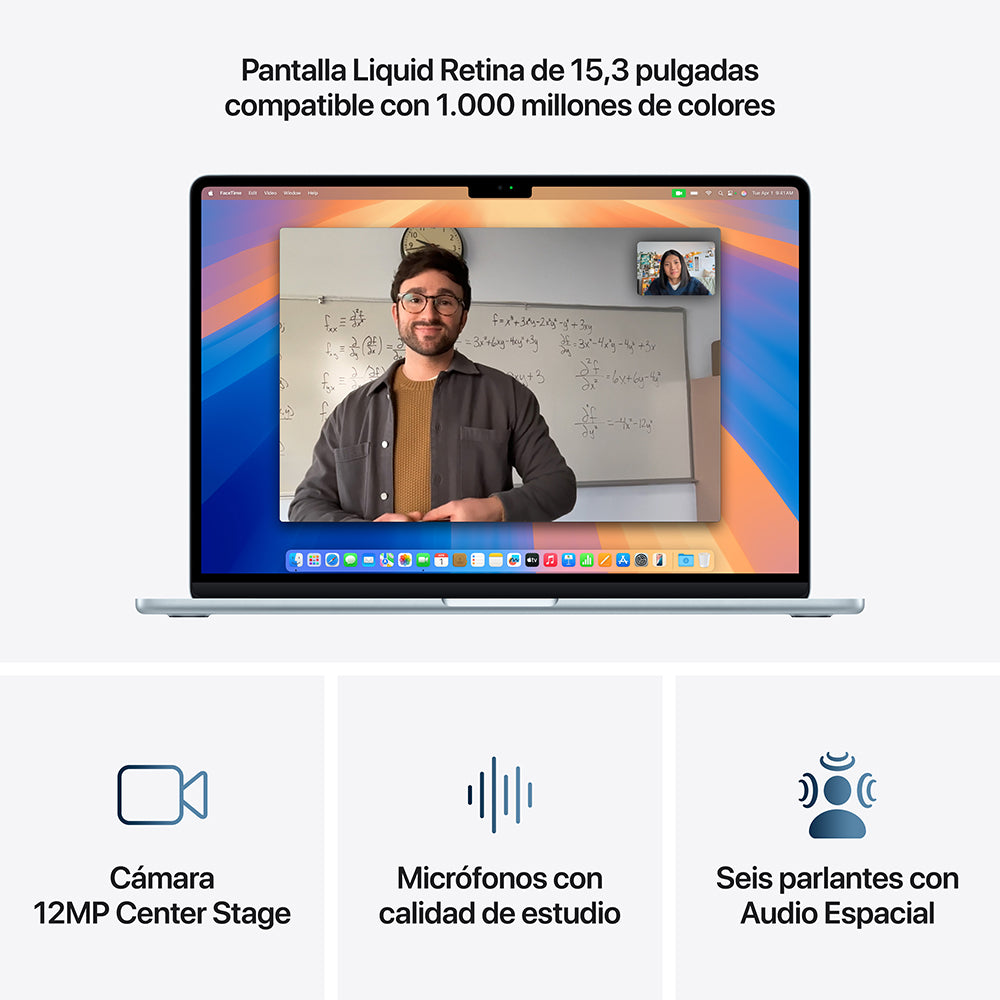 MacBook Air de 15 pulgadas: Chip M4 de Apple con CPU de 10 núcleos y GPU de 10 núcleos, 256 GB SSD - Azul cielo