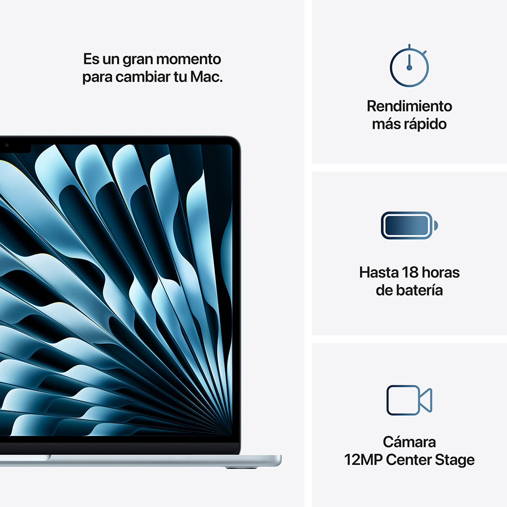 MacBook Air de 15 pulgadas: Chip M4 de Apple con CPU de 10 núcleos y GPU de 10 núcleos, 256 GB SSD - Azul cielo
