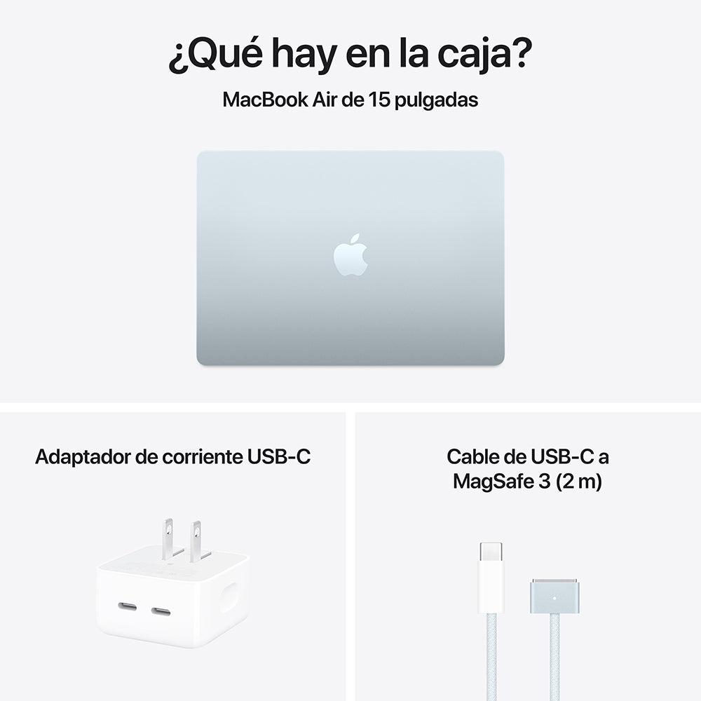 MacBook Air de 15 pulgadas: Chip M4 de Apple con CPU de 10 núcleos y GPU de 10 núcleos, 512 GB SSD - Azul cielo