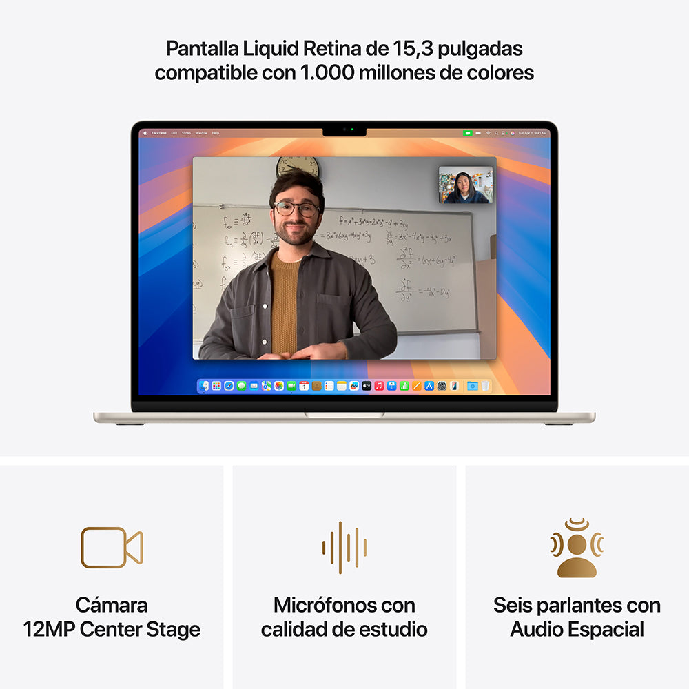 MacBook Air de 15 pulgadas: Chip M4 de Apple con CPU de 10 núcleos y GPU de 10 núcleos, 512 GB SSD - Blanco estrella