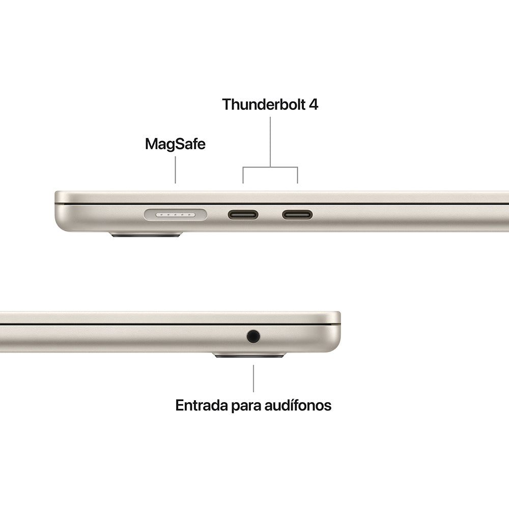 MacBook Air de 15 pulgadas: Chip M4 de Apple con CPU de 10 núcleos y GPU de 10 núcleos, 512 GB SSD - Blanco estrella