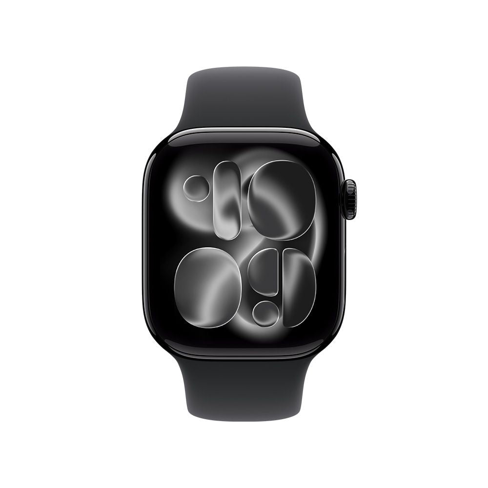 Apple Watch Series 11 GPS • Caja de aluminio negro azabache de 42 mm • Correa deportiva negra – M/L