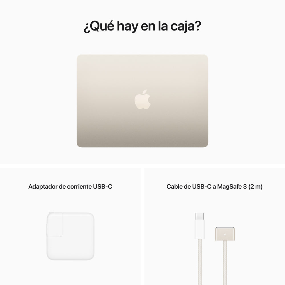 MacBook Air de 13 pulgadas: Chip M2 de Apple con CPU de ocho núcleos y GPU de ocho núcleos, 256 GB SSD - Blanco estrella