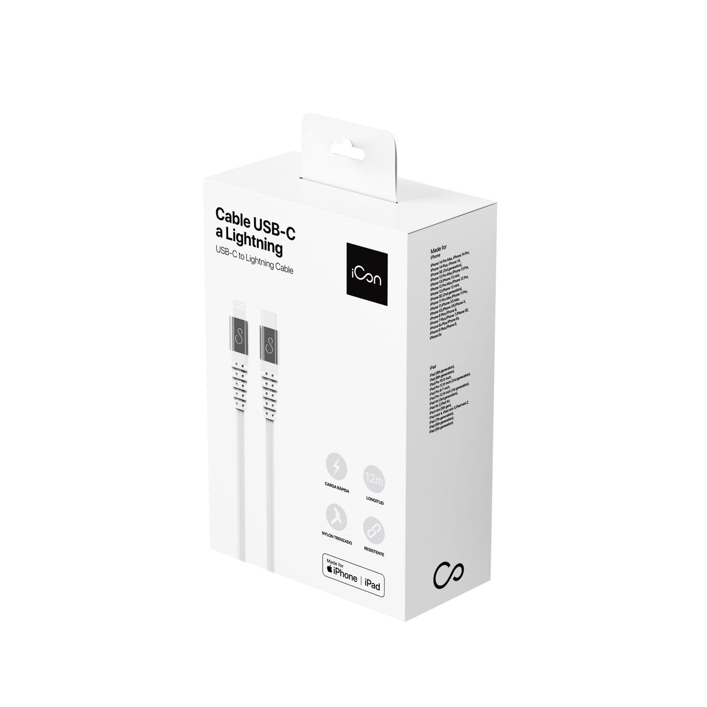 Cable iCon USB-C a Lightning - Blanco