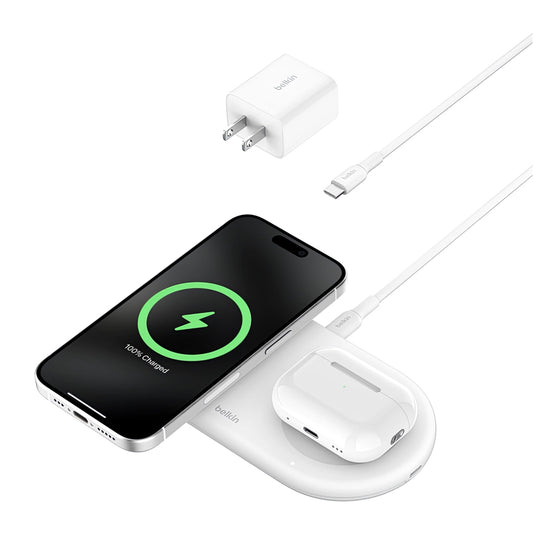 Base de carga Belkin Wireless Charging Pad 2 en 1 - Blanco