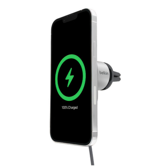 Cargador de Carro Belkin Wireless Vent Mount Pro 15W / Qi2 para iPhone - Blanco