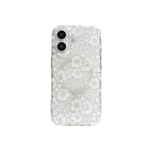 Estuche Zagg milan snap floral white con magsafe para iPhone 16