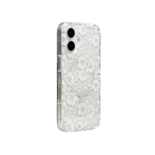 Estuche Zagg milan snap floral white con magsafe para iPhone 16