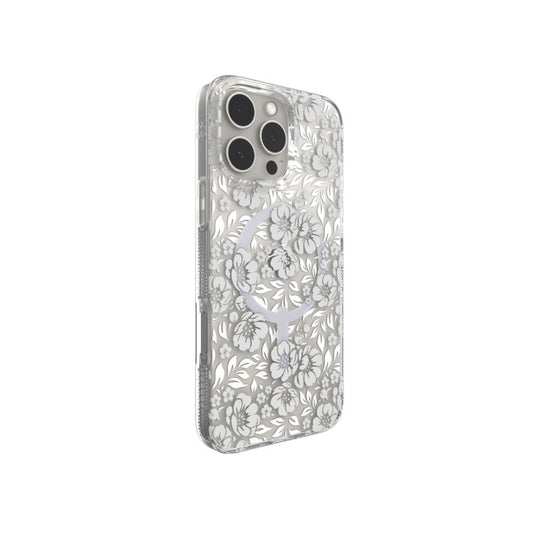 Estuche Zagg milan snap floral white con magsafe para iPhone 16 Pro